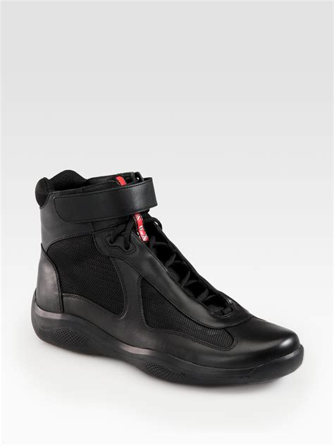 leather prada trainers|prada leather high top sneakers.